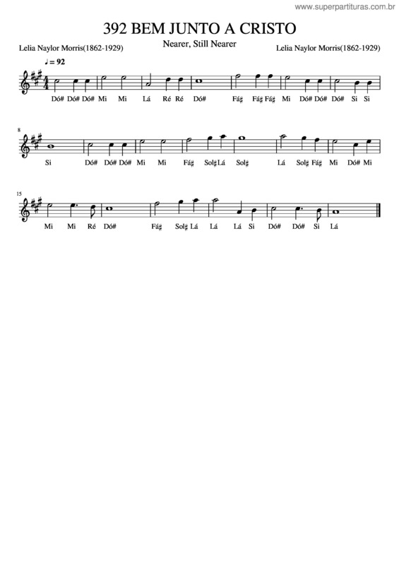 Partitura da música 392 Bem Junto A Cristo