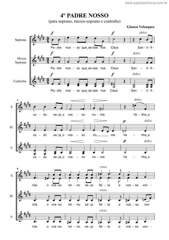 Partitura da música 4º Padre Nosso