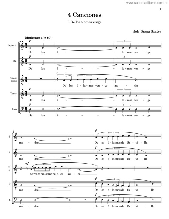 Partitura da música 4 Canciones – Joly Braga Santos