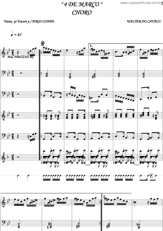 Partitura da música 4 De Março