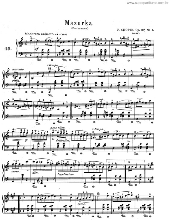 Partitura da música 4 Mazurkas Op.67 v.2