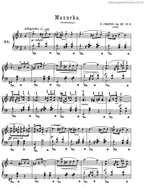 Partitura da música 4 Mazurkas Op.67 v.4