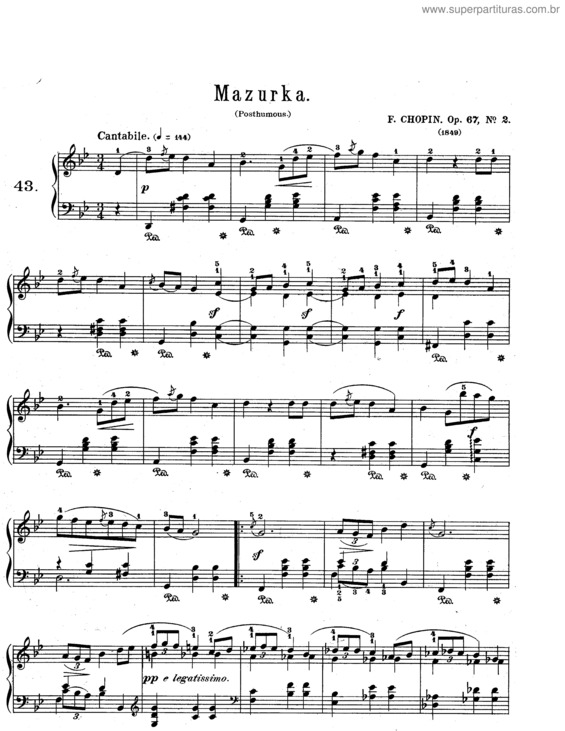 Partitura da música 4 Mazurkas Op.67