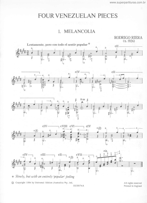 Partitura da música 4 Piezas