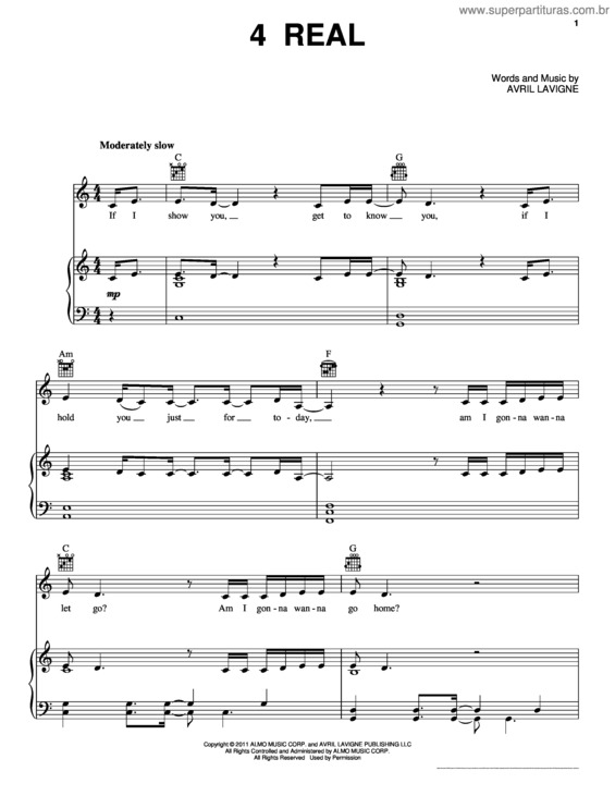 Partitura da música 4 Real v.2