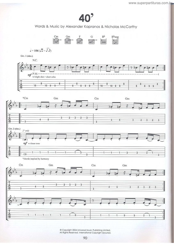 Partitura da música 40`