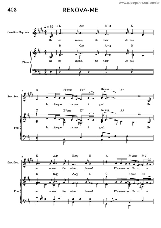 Partitura da música 403 – Renova–Me