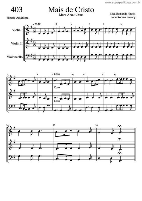 Partitura da música 403 Mais De Cristo