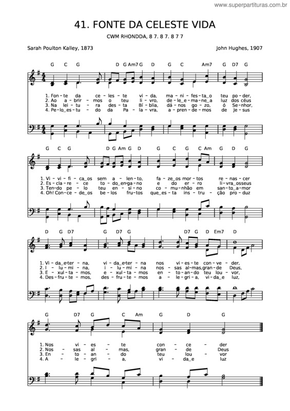 Partitura da música 41 Fonte Da Celeste Vida
