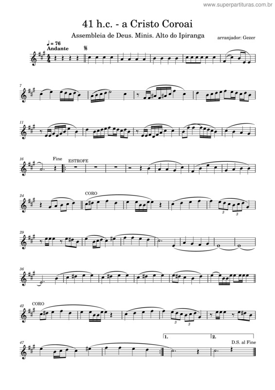 Partitura da música 41 H.C. – A Cristo Coroai