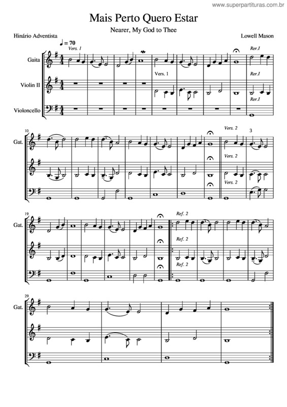 Partitura da música 427 Mais Perto Quero Estar Trio Hinário Adventista