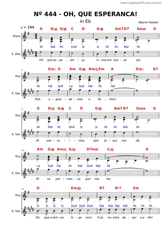 Partitura da música 444 – Oh Que Esperança v.2