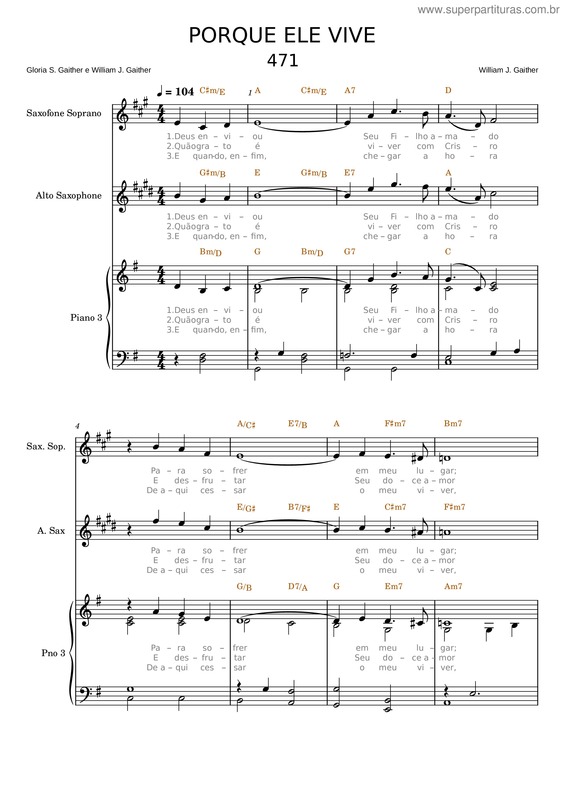 Partitura da música 471 – Porque Ele Vive v.2