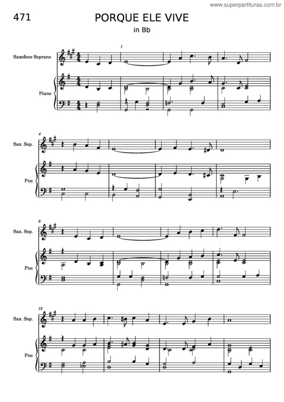 Partitura da música 471 – Porque Ele Vive
