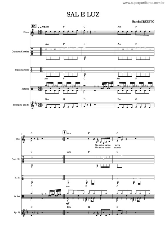 Partitura da música 4Sal E Luz