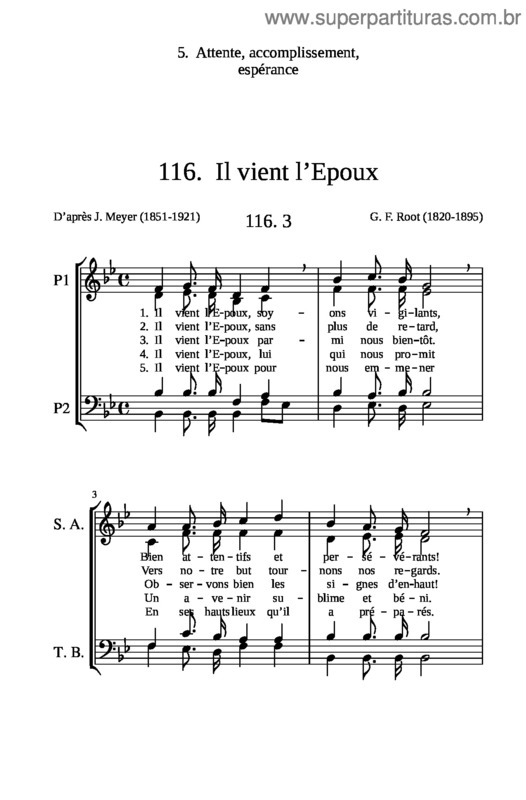 Partitura da música 5. Attente, Accomplissement, Espérance