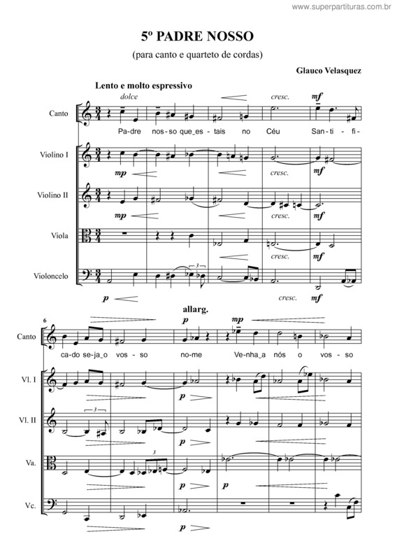 Partitura da música 5º Padre Nosso