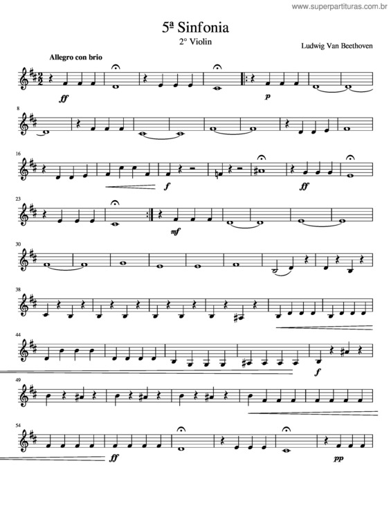Partitura da música 5ª Sinfonia De Beethoven v.2