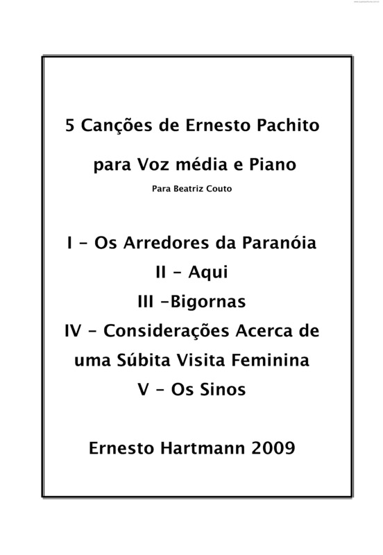 Partitura da música 5 Canções de Ernesto Pachito