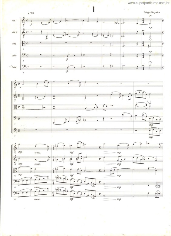 Partitura da música 5 Movimentos para orquestra de cordas
