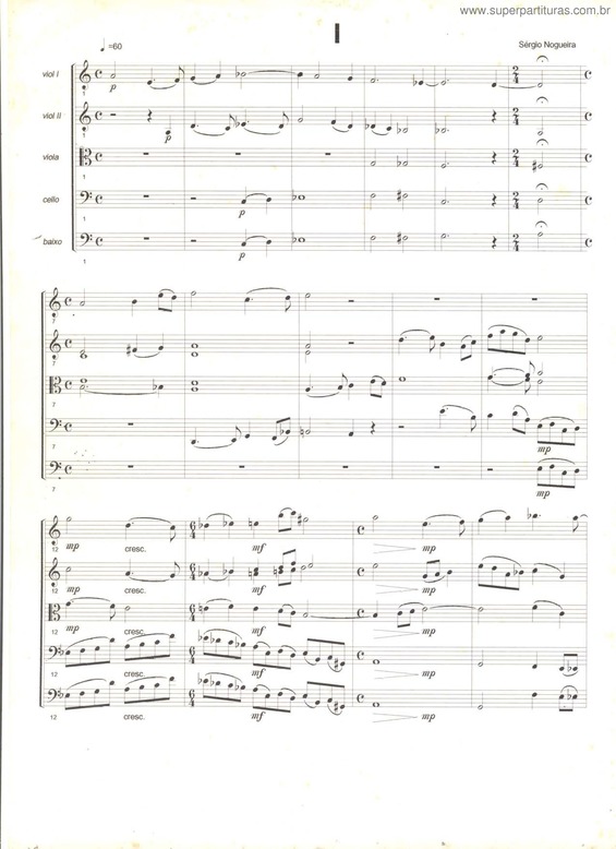 Partitura da música 5 Movimentos para orquestra de cordas