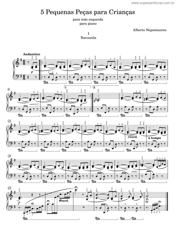 Partitura da música 5 Pequenas Peças Para Crianças – Alberto Nepomuceno