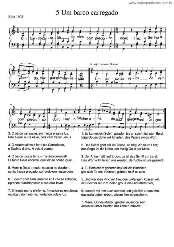 Partitura da música 5 Um Barco Carregado