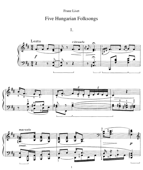 Partitura da música 5 Ungarische Volkslieder S.245