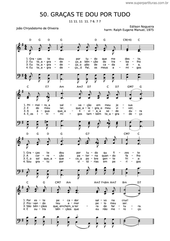 Partitura da música 50 Graças Te Dou Por Tudo