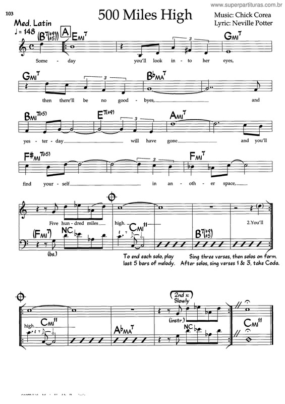 Partitura da música 500 Miles High v.2