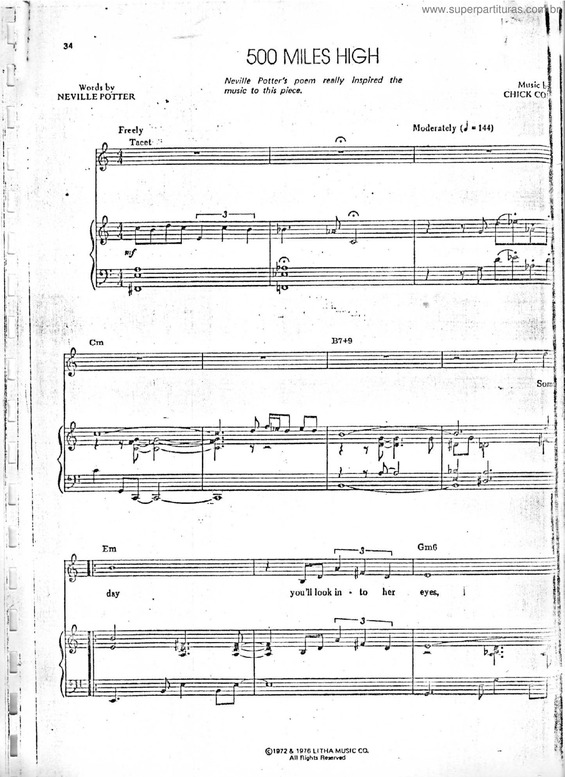 Partitura da música 500 Miles High