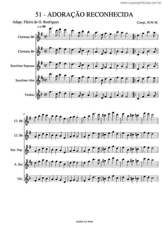 Partitura da música 51 – Adoração Reconhecida