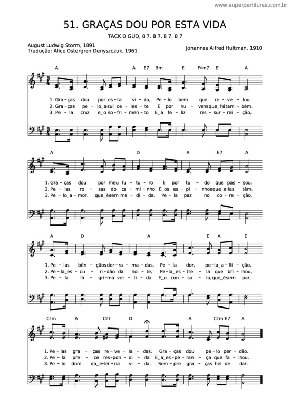 Partitura da música 51 Graças Dou Por Esta Vida