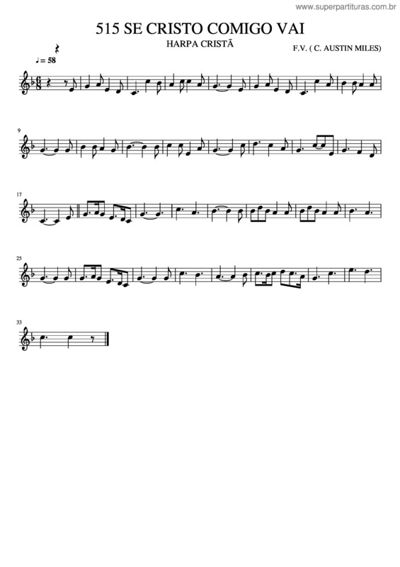 Partitura da música 515 Se Cristo Comigo Vai
