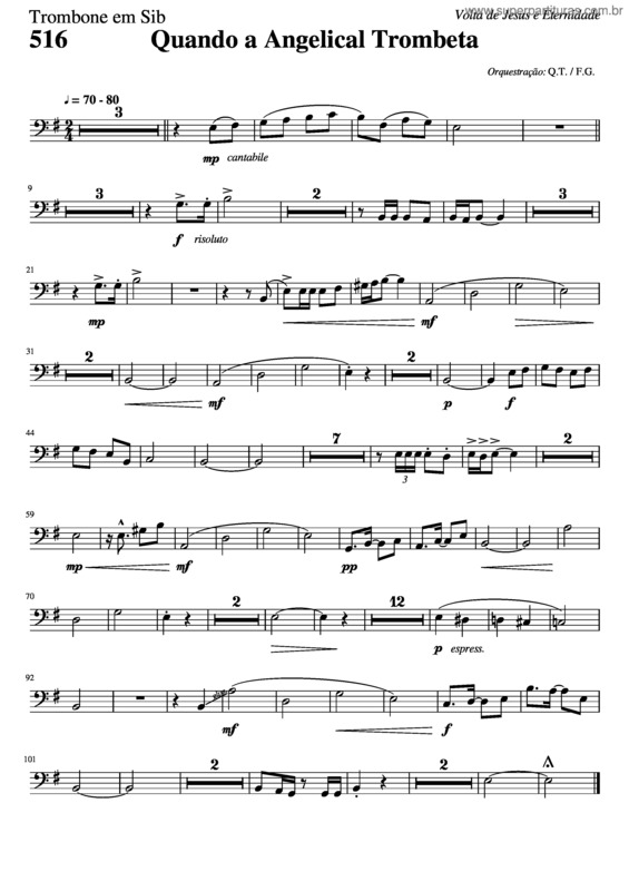 Partitura da música 516 – Quando A Angelical Trombeta v.12