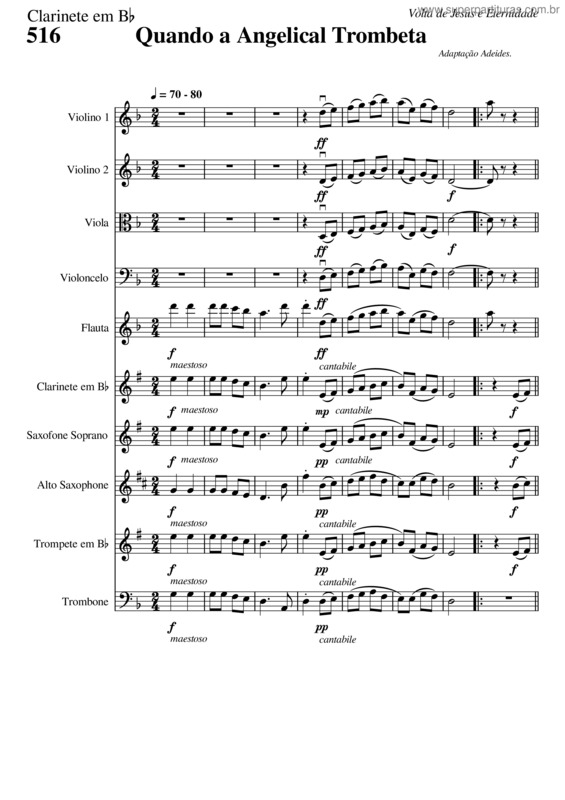 Partitura da música 516 – Quando A Angelical Trombeta v.13