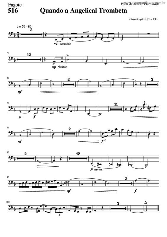 Partitura da música 516 – Quando A Angelical Trombeta v.14