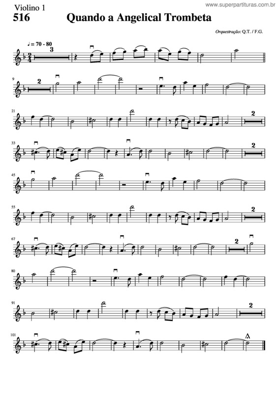 Partitura da música 516 – Quando A Angelical Trombeta v.2