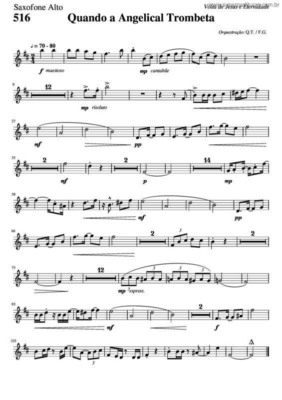 Partitura da música 516 – Quando A Angelical Trombeta v.3