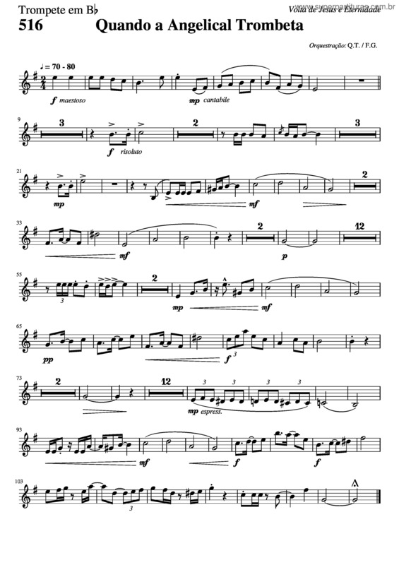 Partitura da música 516 – Quando A Angelical Trombeta v.4