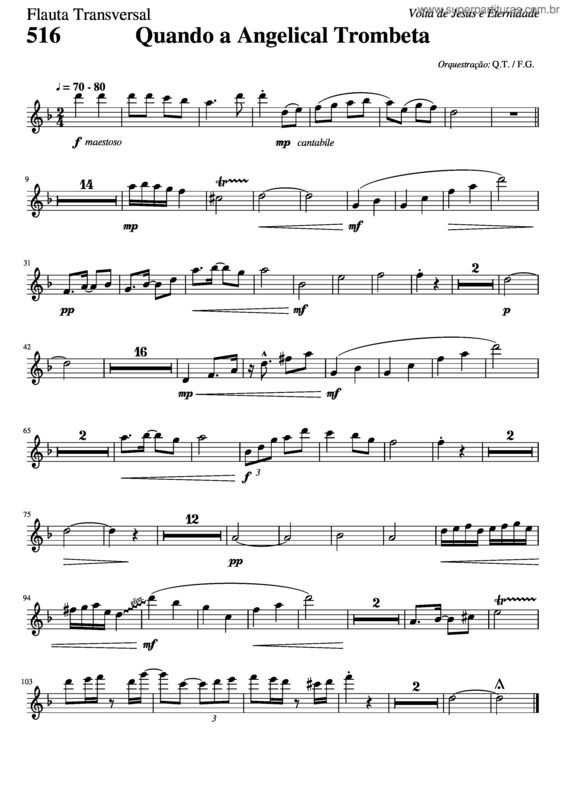 Partitura da música 516 – Quando A Angelical Trombeta