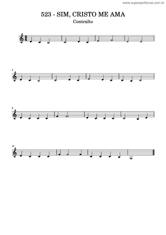 Partitura da música 523 – Sim, Cristo Me Ama   Contralto – Luiz Silva 2
