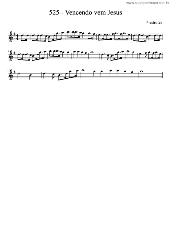 Partitura da música 525 – Vencendo Vem Jesus