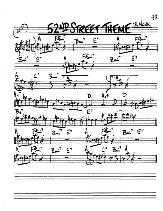 Partitura da música 52nd Street Theme