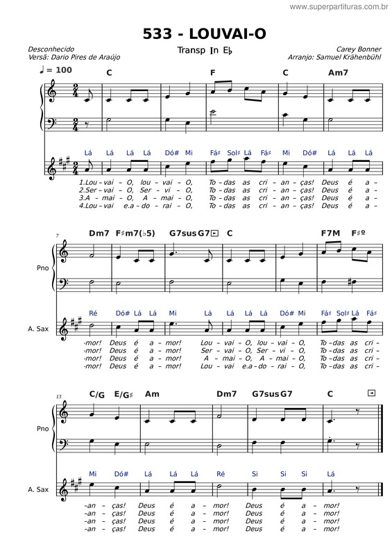 Partitura da música 533 – Louvai–O