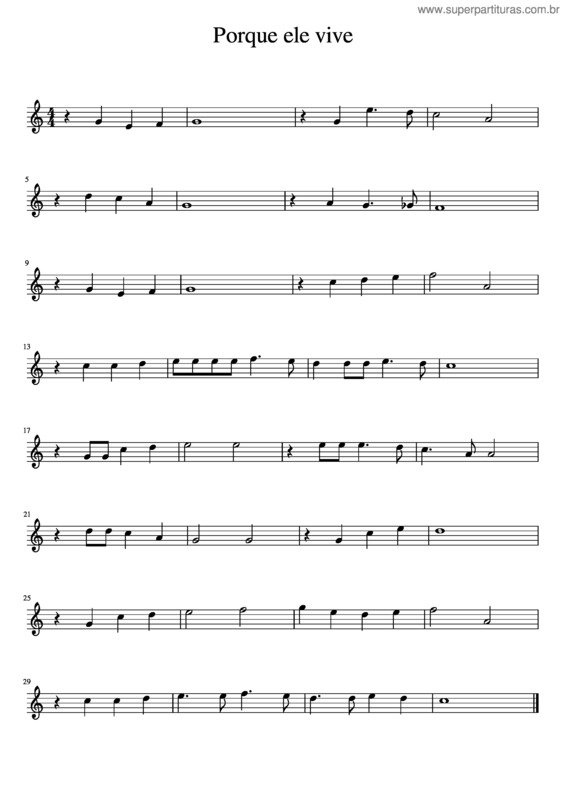 Partitura da música 545 – Porque Ele Vive – Hino Da Harpa Cristã