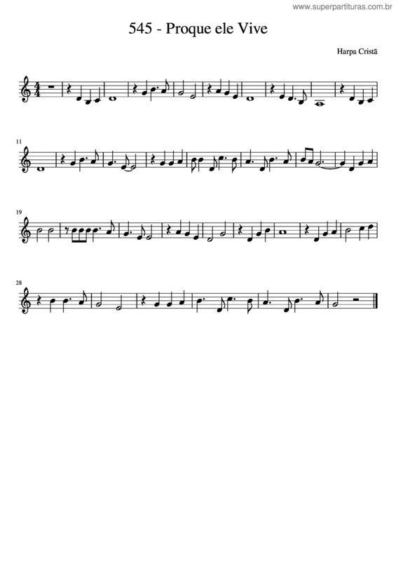 Partitura da música 545 – Proque Ele Vive