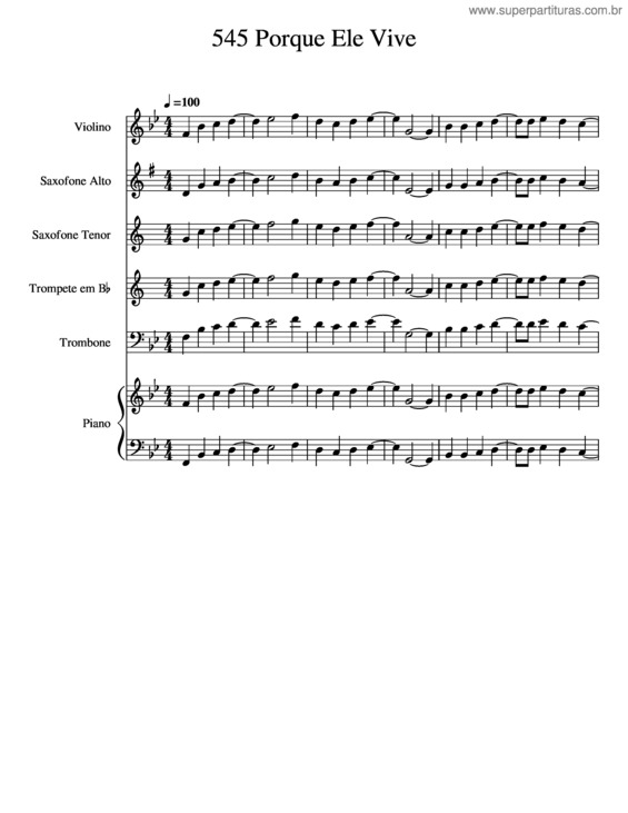 Partitura da música 545 Porque Ele Vive v.2
