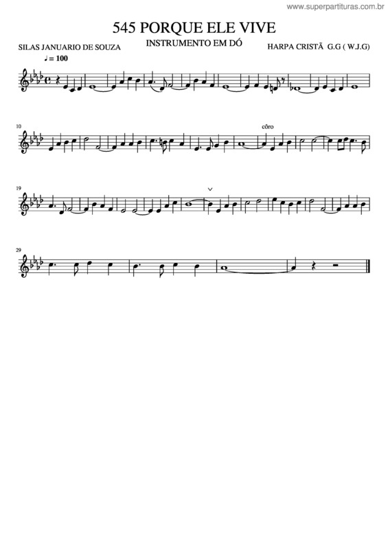 Partitura da música 545 Porque Ele Vive