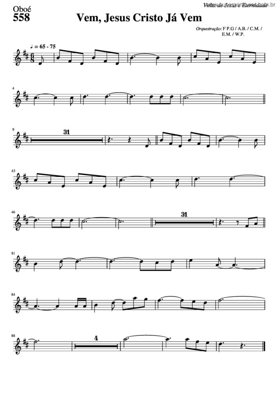 Partitura da música 558 – Vem, Jesus Cristo Já Vem v.16